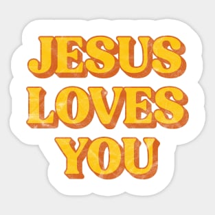 Retro Jesus Loves You Christian Sticker